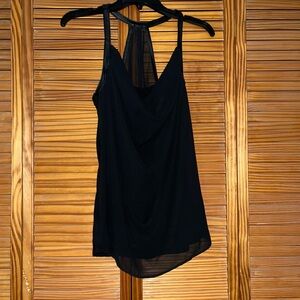 Rock & Republic Black Drape‎ Faux Leather Strap Tank Top Size XS